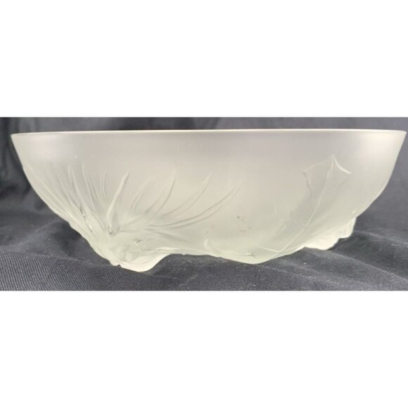 Verlys Bowl Thistle Pattern Frosted Pressed Art Glass 8.5" Signed 1930s - Picture 6 of 8
